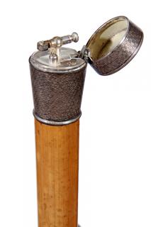 Appraisal: Cigar Lighter Cane- Early th Century- A machined silver British