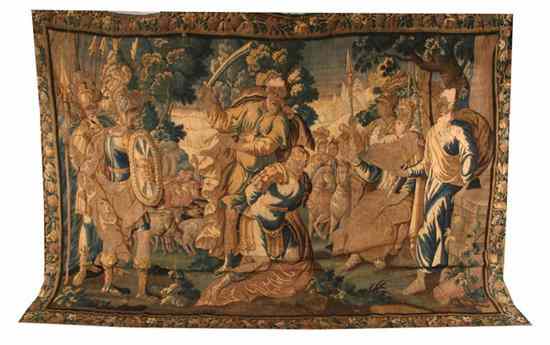 Appraisal: LARGE FLEMISH MYTHOLOGICAL TAPESTRY PANEL th century Depicting grand mythological