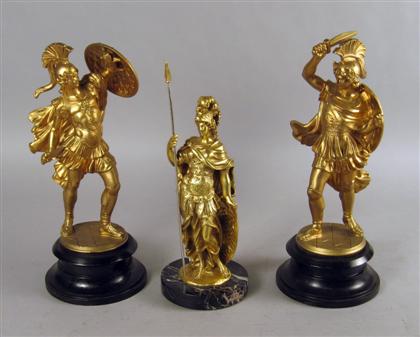 Appraisal: Three gilt bronze classical figures Comprising a figure of Diana