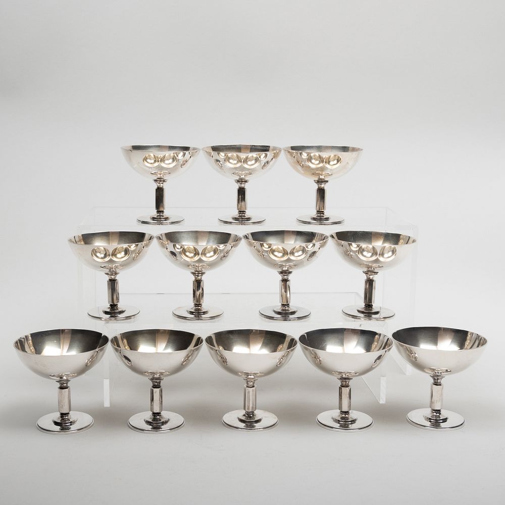 Appraisal: Set of Twelve Swedish Atelier Borgila Silver Cocktail Glasses Marked