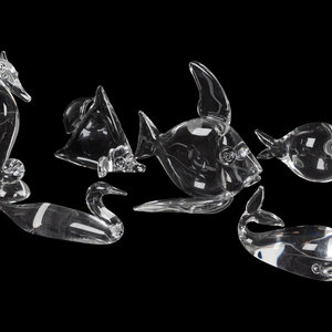 Appraisal: A Group of Six Steuben Glass Aquatic Figures TH CENTURY