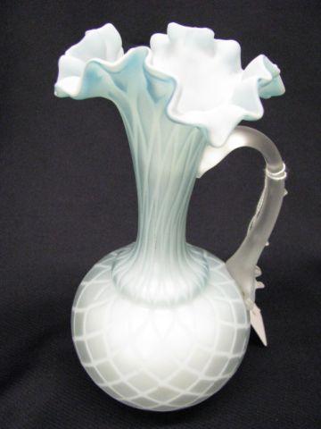 Appraisal: Victorian Diamond Quilted M O P Satin Art Glass vase