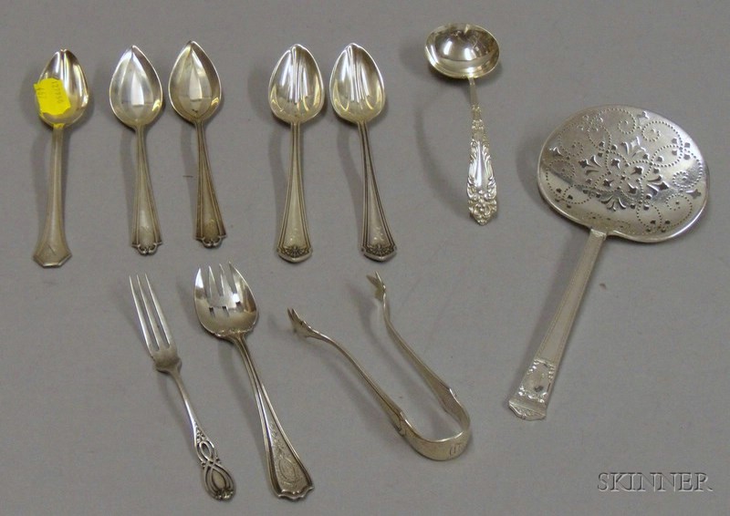 Appraisal: Ten Pieces of Sterling Flatware including Tiffany sterling silver tomato