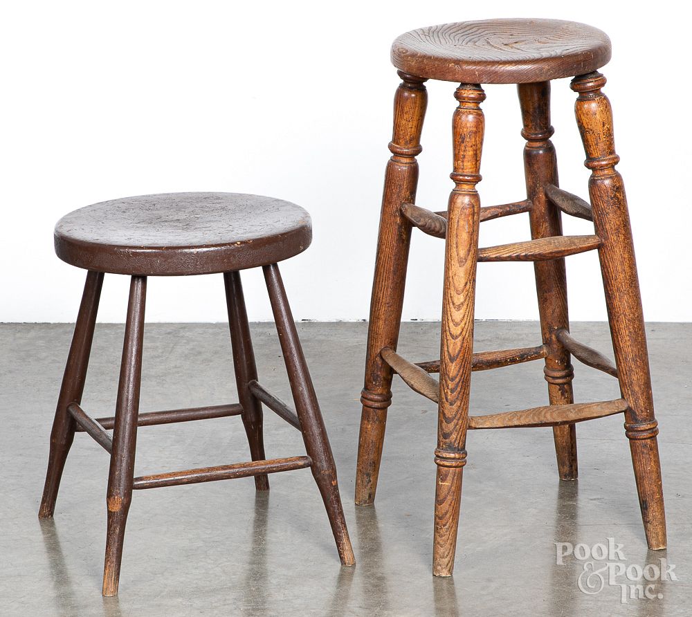 Appraisal: Two splay leg stools th c Two splay leg stools