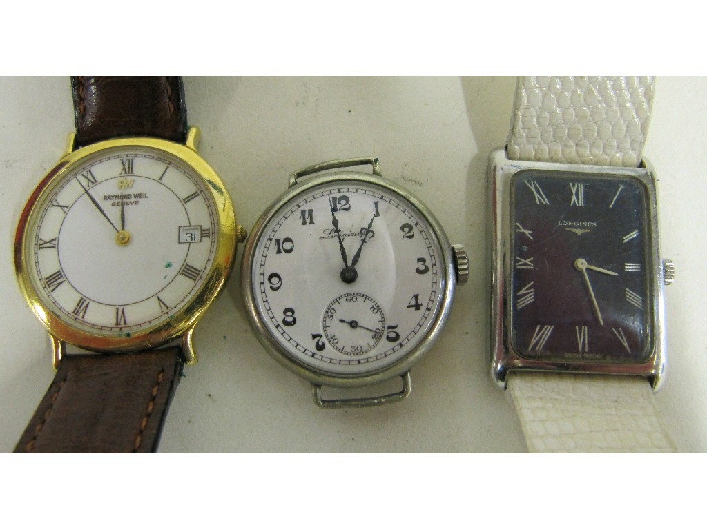 Appraisal: Lot comprising gents Raymond Weil wrist watch and two Longines