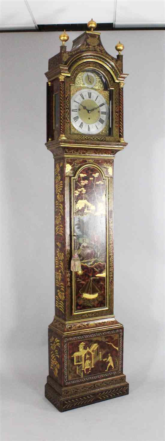 Appraisal: A George III chinoiserie lacquered eight day chiming longcase clock