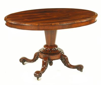 Appraisal: A Victorian rosewood breakfast table the oval tilt top on