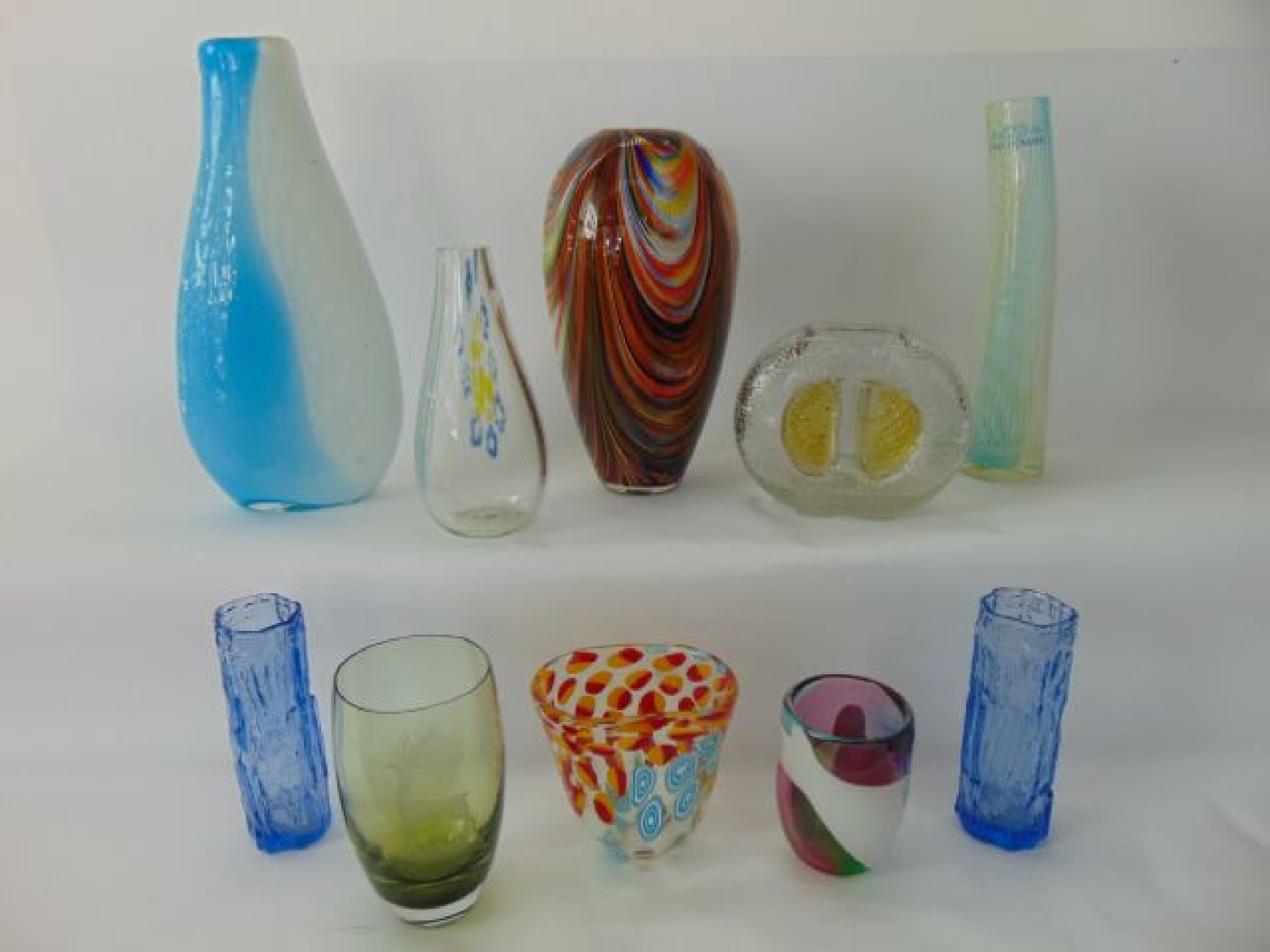 Appraisal: A collection of art glass wares including vase with colourful