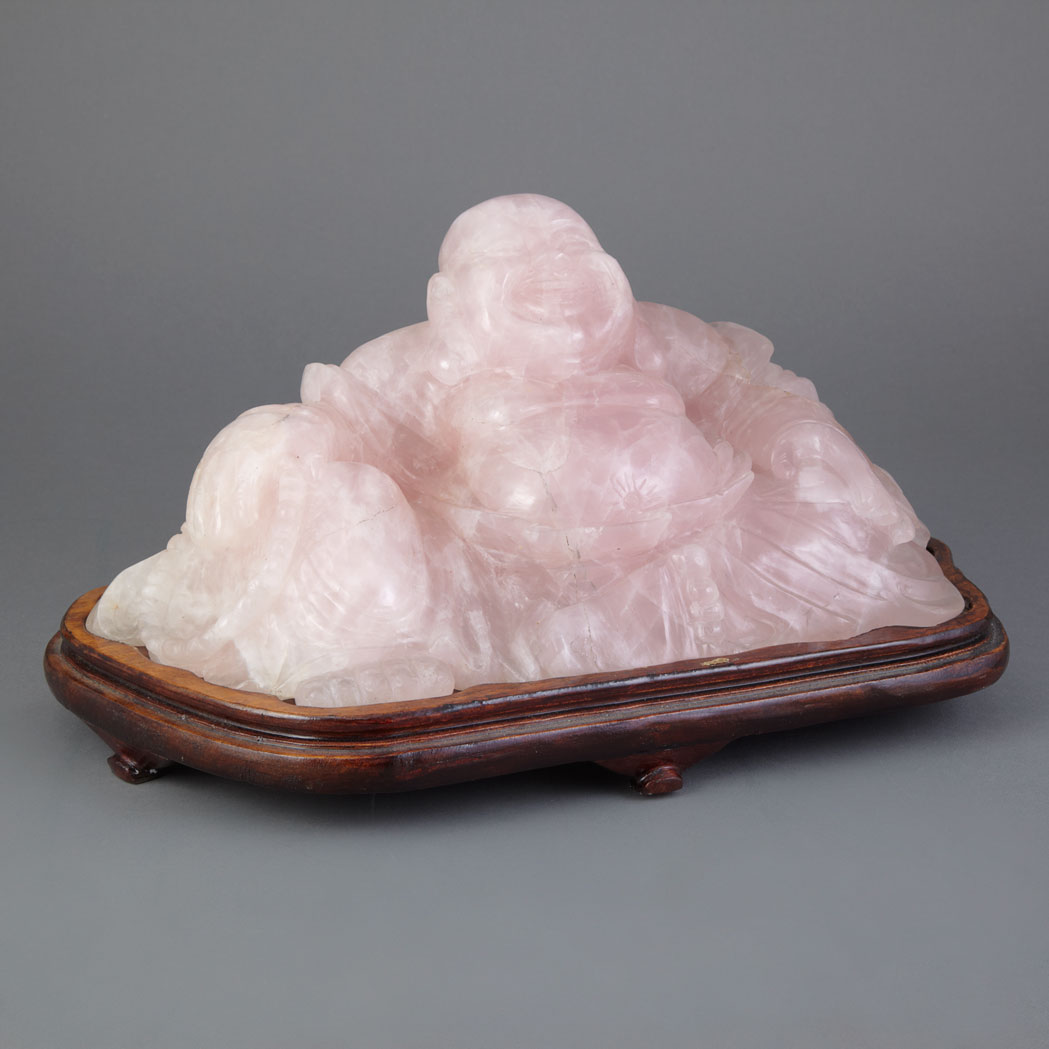 Appraisal: Chinese Rose Quartz Figure of Buddha th Century Depicted in