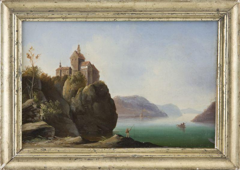 Appraisal: Italian School Landscape th Century oil on tin unsigned housed