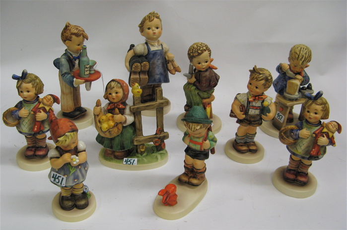 Appraisal: TEN GERMAN HUMMEL FIGURES all TM- - Sensitive Hunter HUM