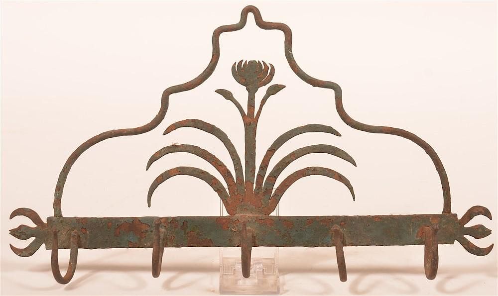 Appraisal: th Century Wrought Iron wall Rack th Century Wrought Iron