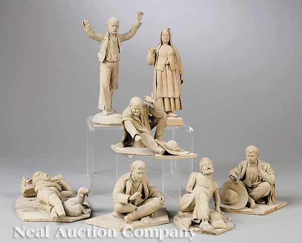 Appraisal: A Group of Seven Clay Figures th c in various