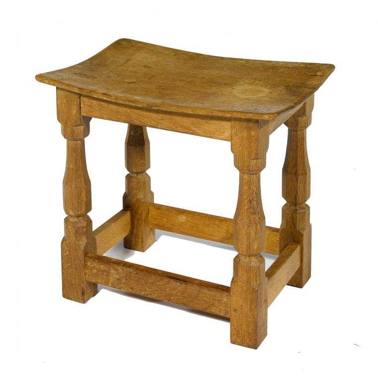 Appraisal: A MOUSEMAN OAK STOOL BY ROBERT THOMPSON OF KILBURN with