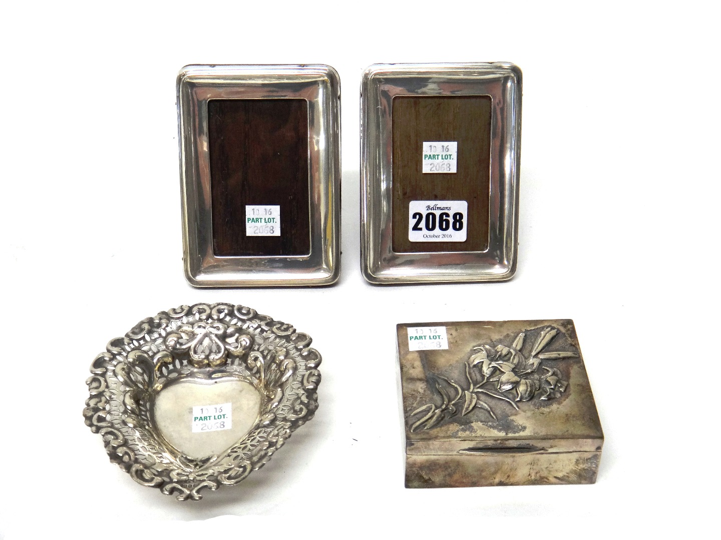 Appraisal: Silver and silver mounted wares comprising a pair of rectangular