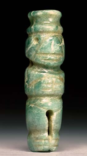 Appraisal: PRE-COLUMBIAN JADE PENDANT BEAD Well carved Costa Rican Pre-Columbian green