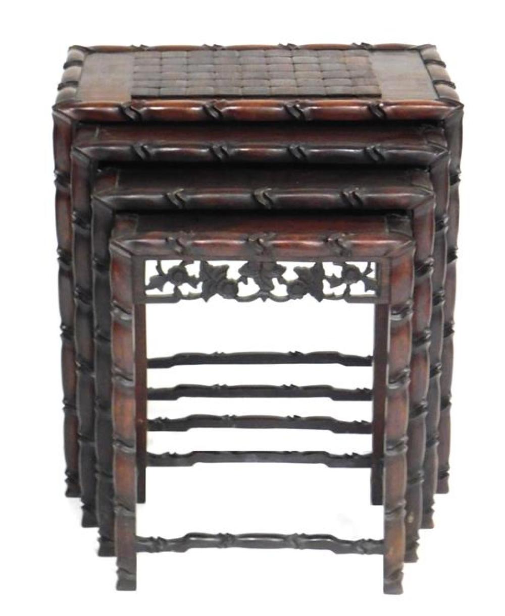 Appraisal: Chinoiserie nesting tables th C four graduated rectangular top tables