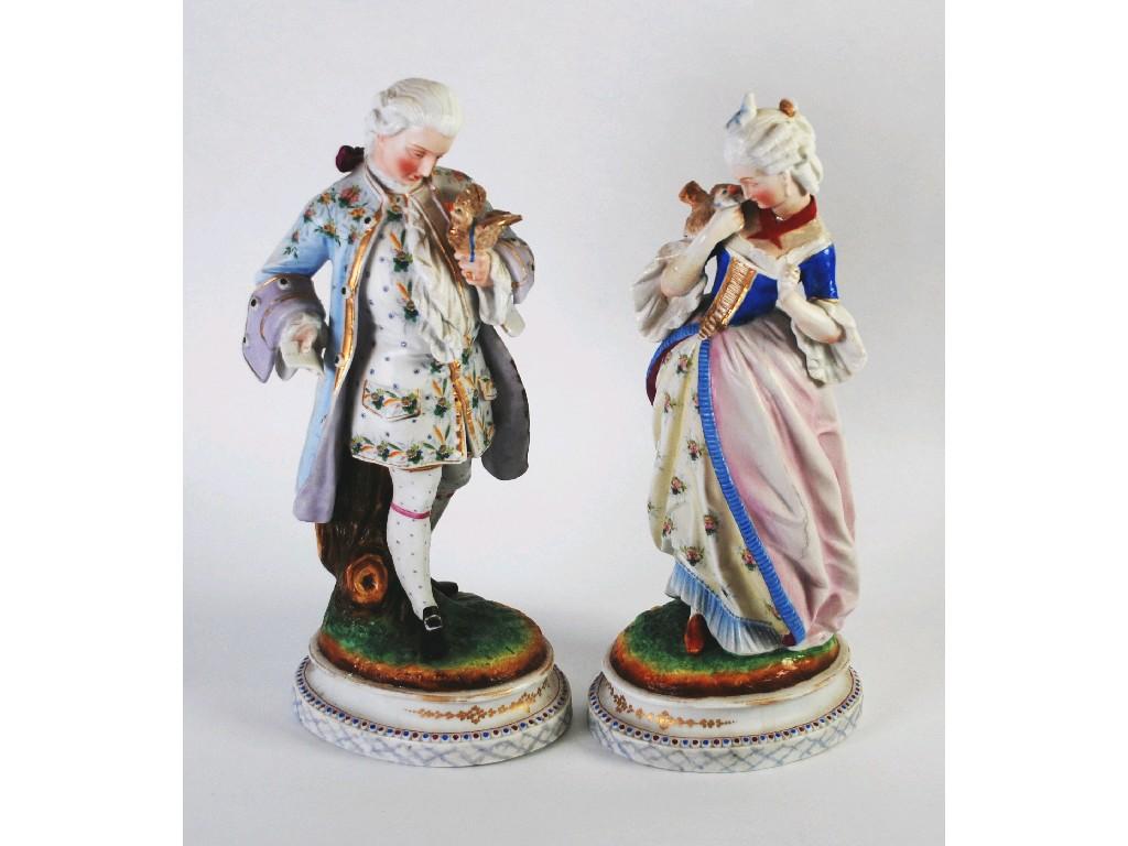 Appraisal: PAIR OF EARLY TWENTIETH CENTURY CONTINETNAL PORCELAIN FIGURES modelled as