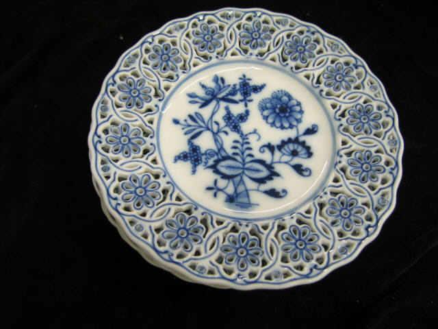 Appraisal: Meissen Blue Onion Porcelain Bread Plates reticulated oval mark excellent