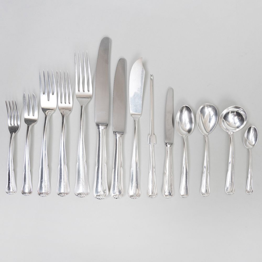 Appraisal: German Silver Flatware Service Marked ' ' monogrammed Comprising Twenty