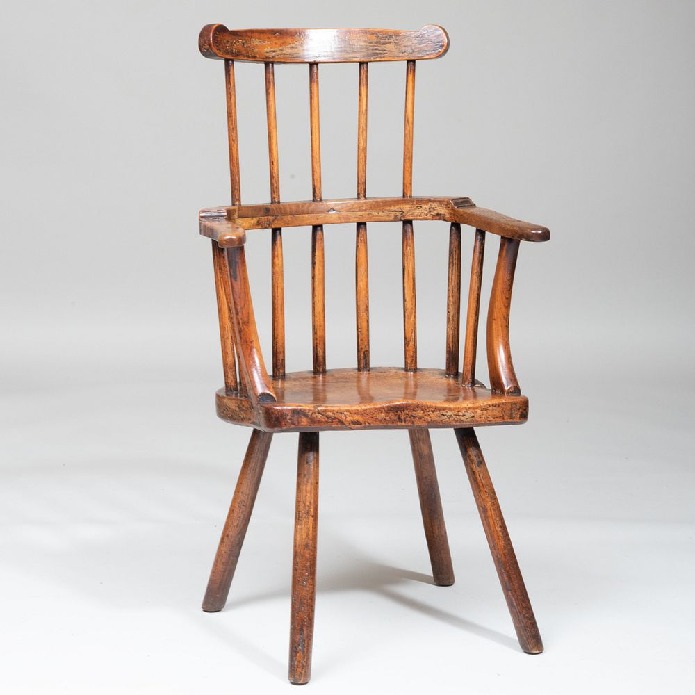 Appraisal: English Elmwood Comb-Back Windsor Armchair x x in height of