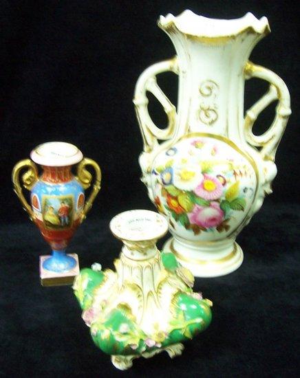 Appraisal: A Continental two handled vase painted flowers and two other