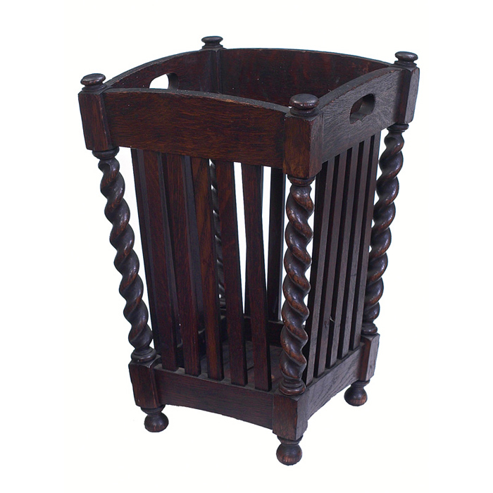 Appraisal: Stickley Brothers wastebasket arched rails over five vertical slats to