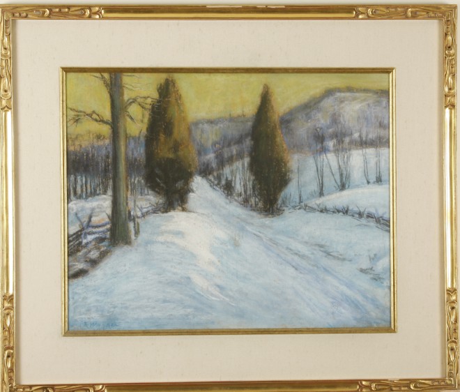 Appraisal: Snowy Road pastel x SLL F Wagner Artist American -