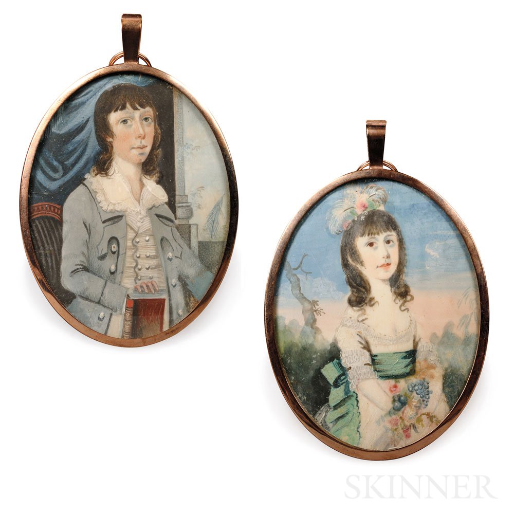 Appraisal: English School Late th Century Pair of Portrait Miniatures Probably