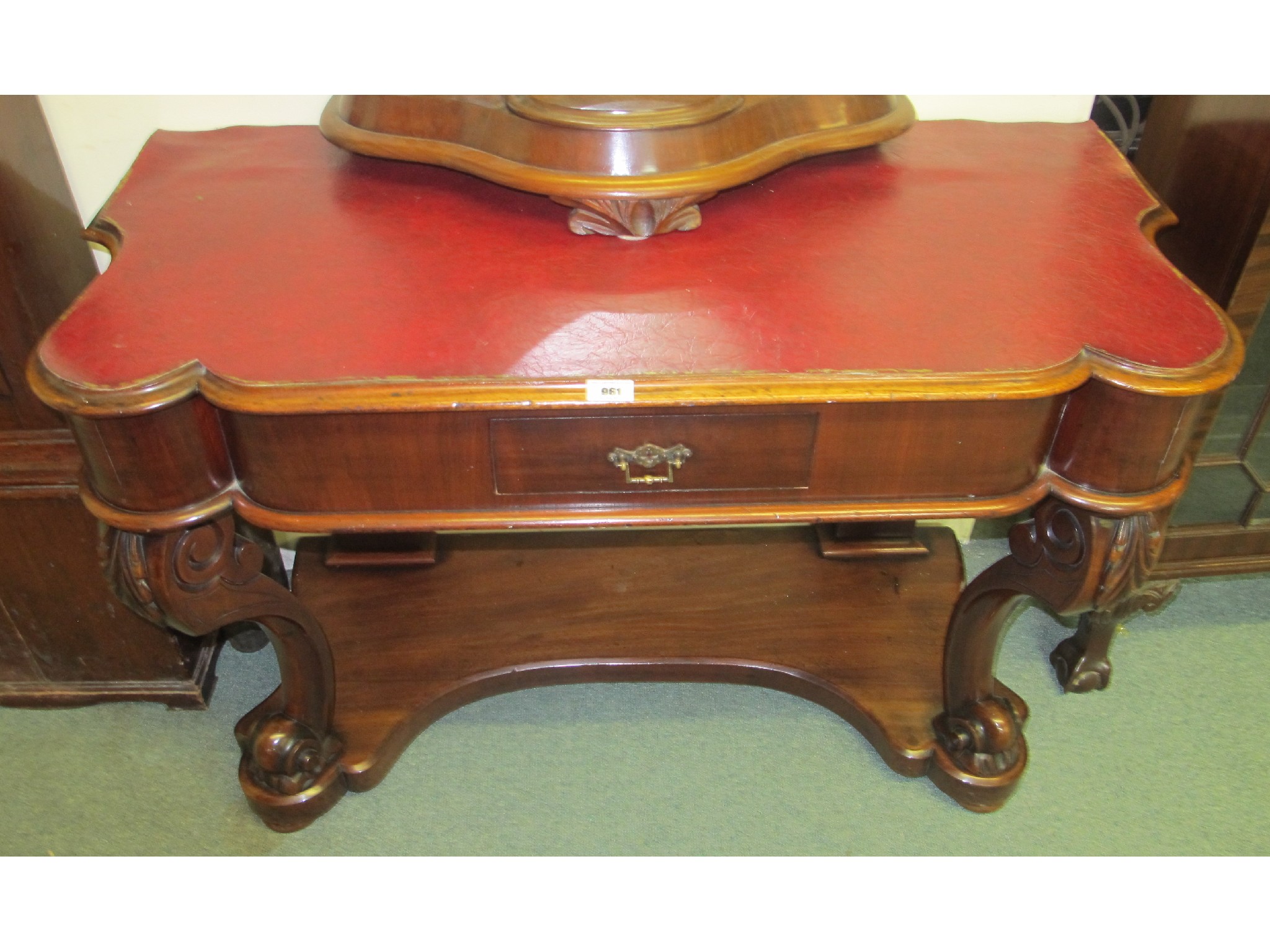 Appraisal: Victorian mahogany console table with floral carvings