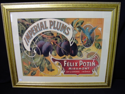 Appraisal: VINTAGE STYLE FRUIT AD OF PLUMS MATTED AND FRAMED