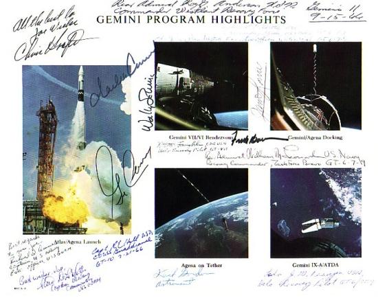 Appraisal: Gemini Program Highlights A NASA lithograph featuring mission scenes from