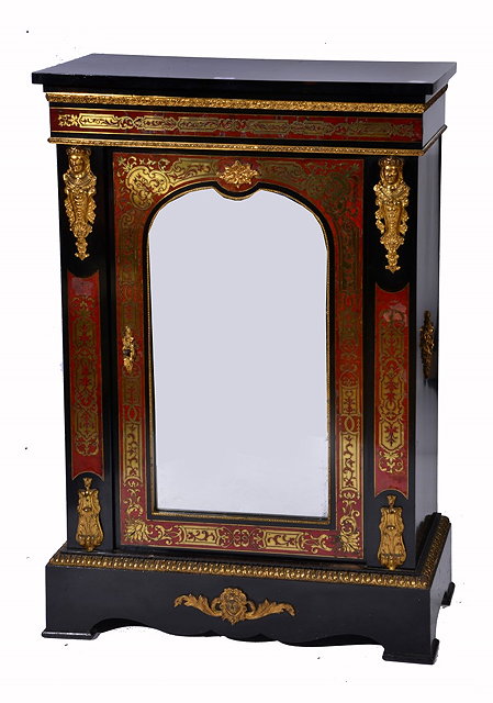 Appraisal: A FRENCH 'BOULLE' RED TORTOISESHELL AND BRASS INLAID SIDE CABINET