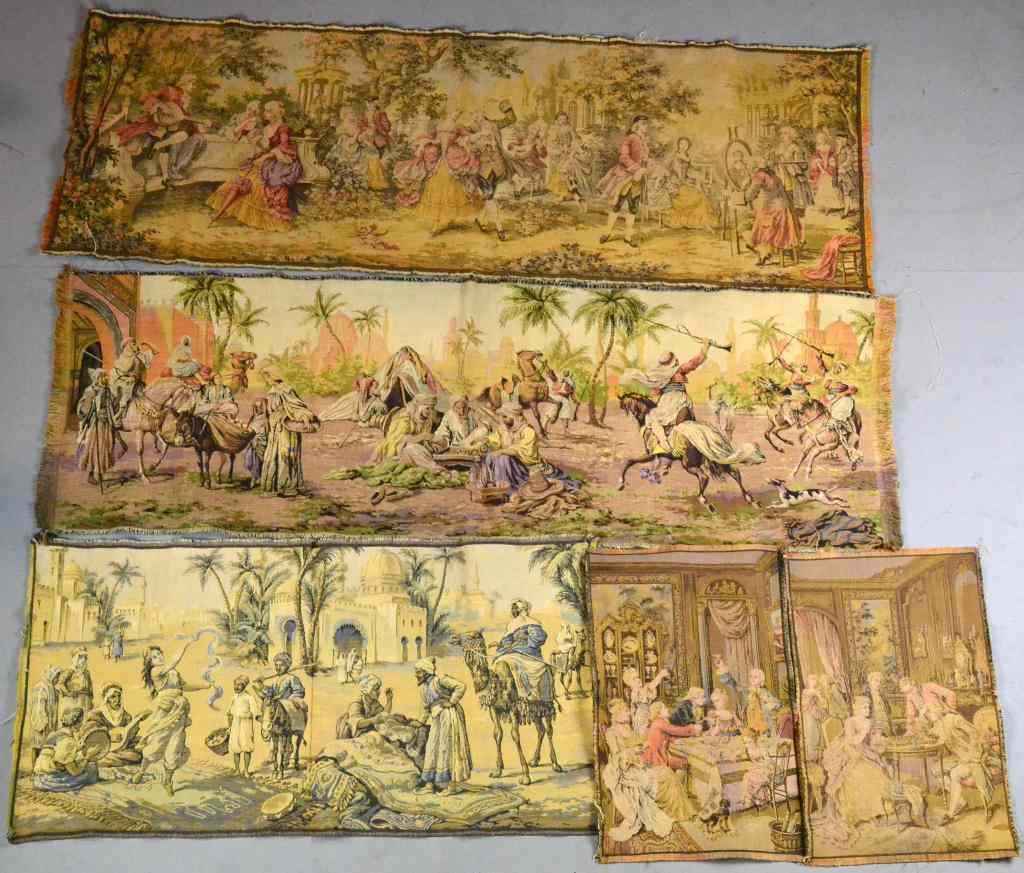 Appraisal: French Belgium TapestriesIncluding a matching set of three depictions of