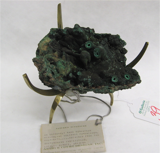 Appraisal: NATURAL MALACHITE FORMATION found at the Copper Queen Mine in