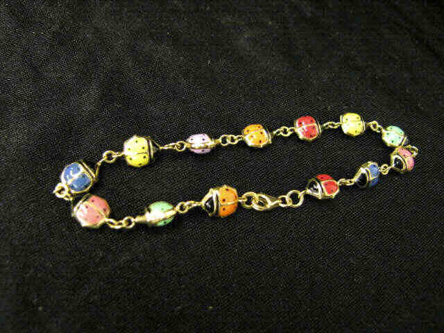 Appraisal: k Gold Enameled Lady Bug Bracelet Bugs a beauty