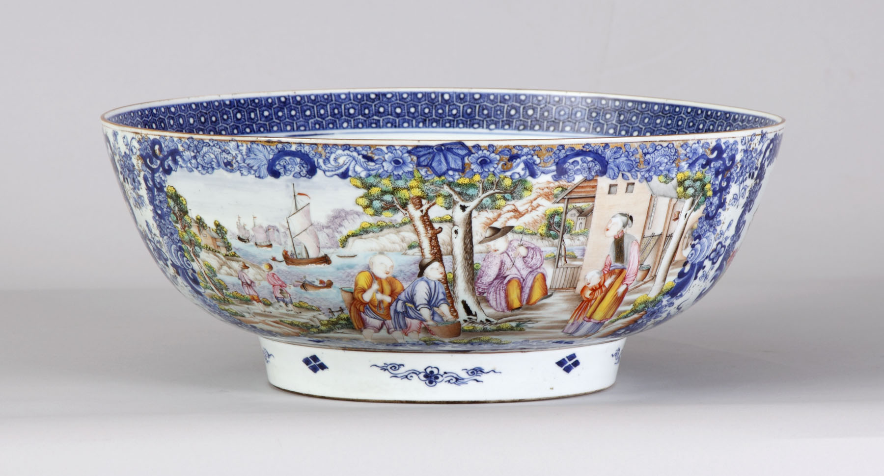 Appraisal: Fine th Cent Chinese Export Bowl Harbor scenes Excellent Ht