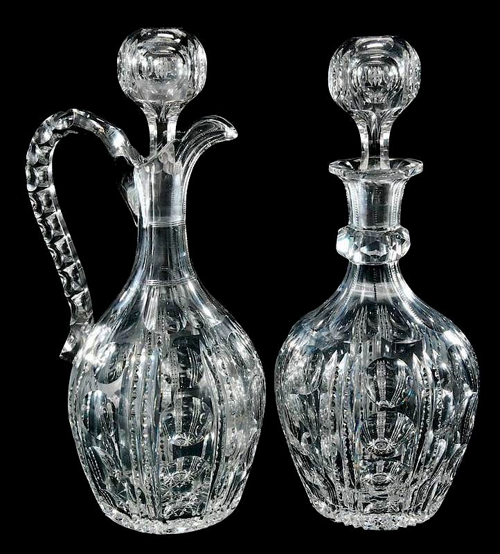 Appraisal: Pair Cut Glass Pairpoint Decanters Boston pattern - in and