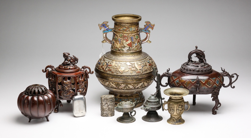 Appraisal: Second half th century Chinese bronze and brass censers and