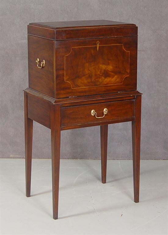 Appraisal: Mahogany Silver Cabinet th Century Hepplewhite style with tapered legs