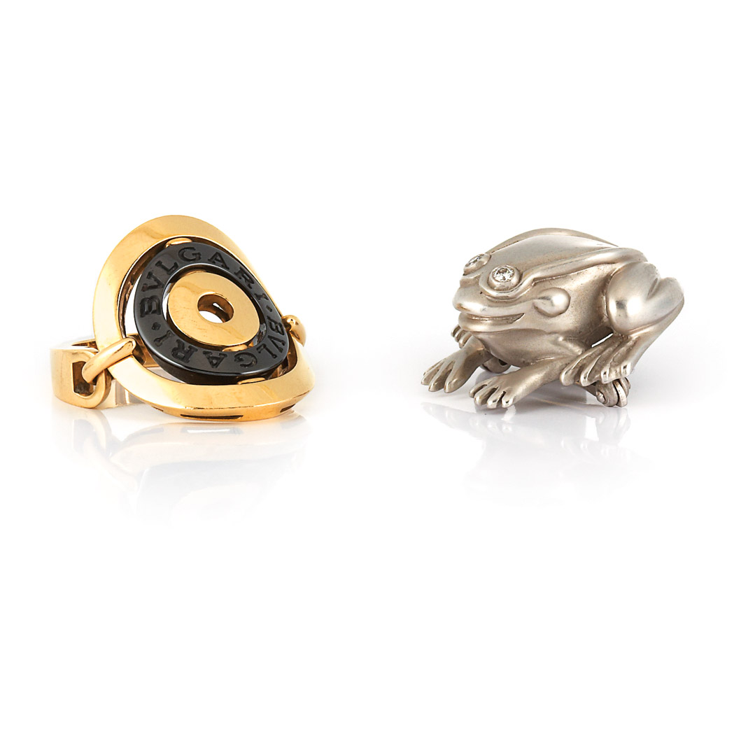 Appraisal: White Gold and Diamond Frog Pin Kieselstein-Cord and Gold and