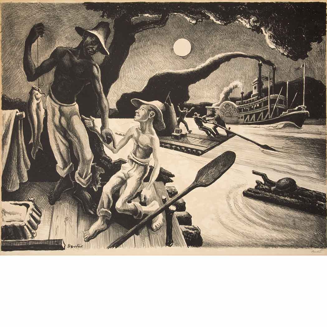 Appraisal: Thomas Hart Benton - HUCK FINN FATH Lithograph signed in