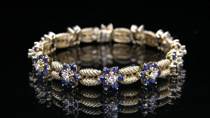 Appraisal: Green Gold Antique Style Sapphire and Diamond Bracelet k green