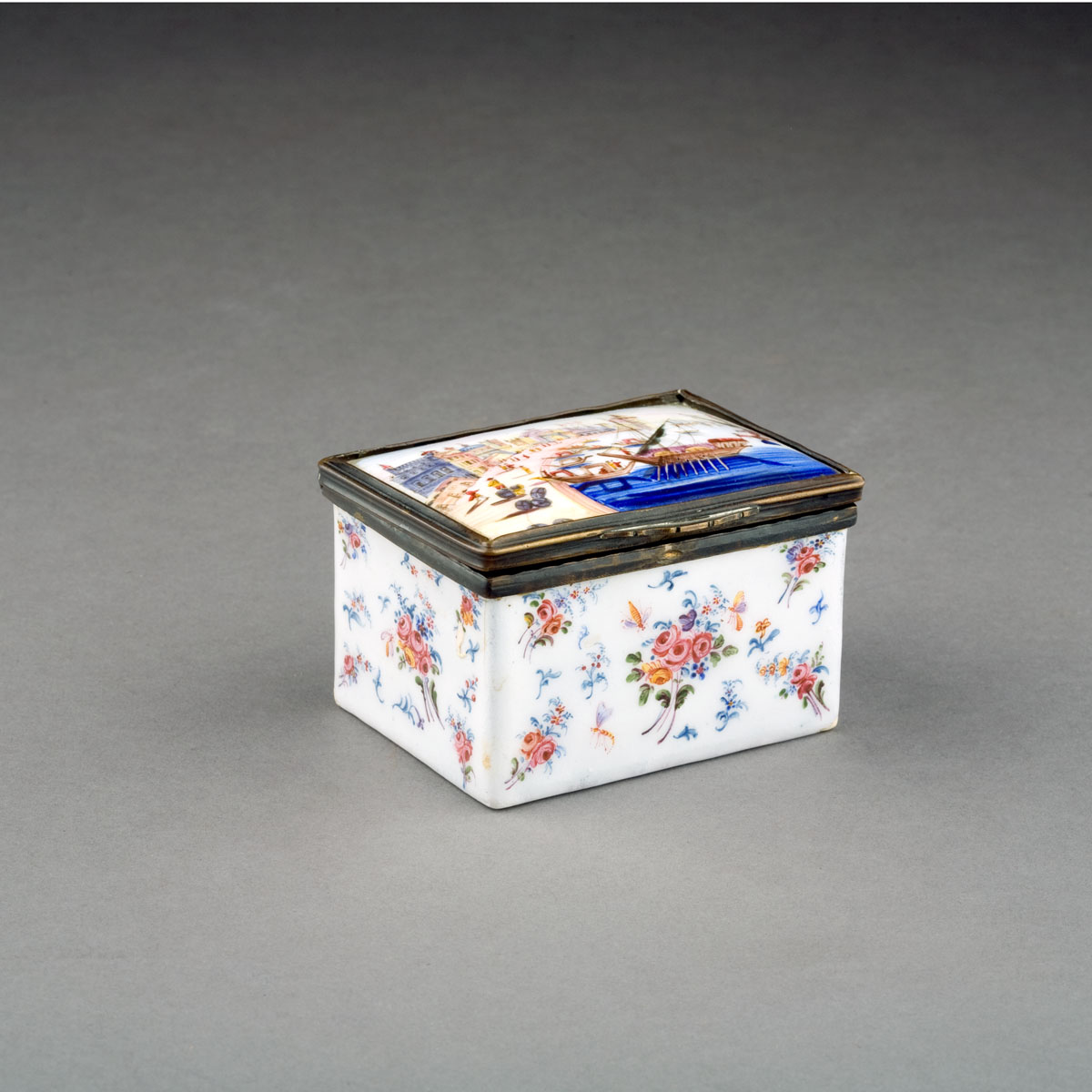 Appraisal: ENGLISH ENAMEL RECTANGULAR TRINKET BOX POSSIBLY STAFFORDSHIRE LATE EIGHTEENTH-NINETEENTH CENTURY