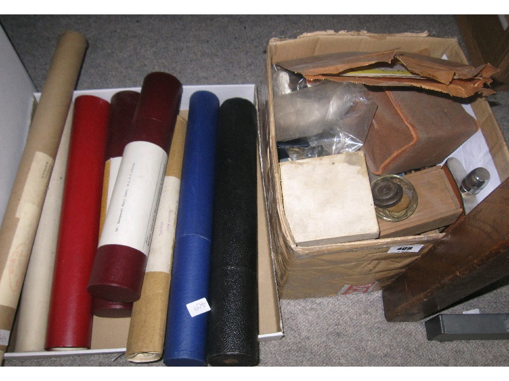 Appraisal: Lot comprising box of miscellania and a box of scrolls