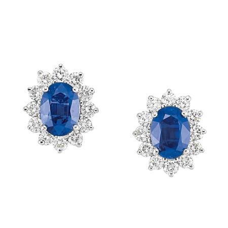 Appraisal: Pair of Sapphire and Diamond Earrings Estimate -