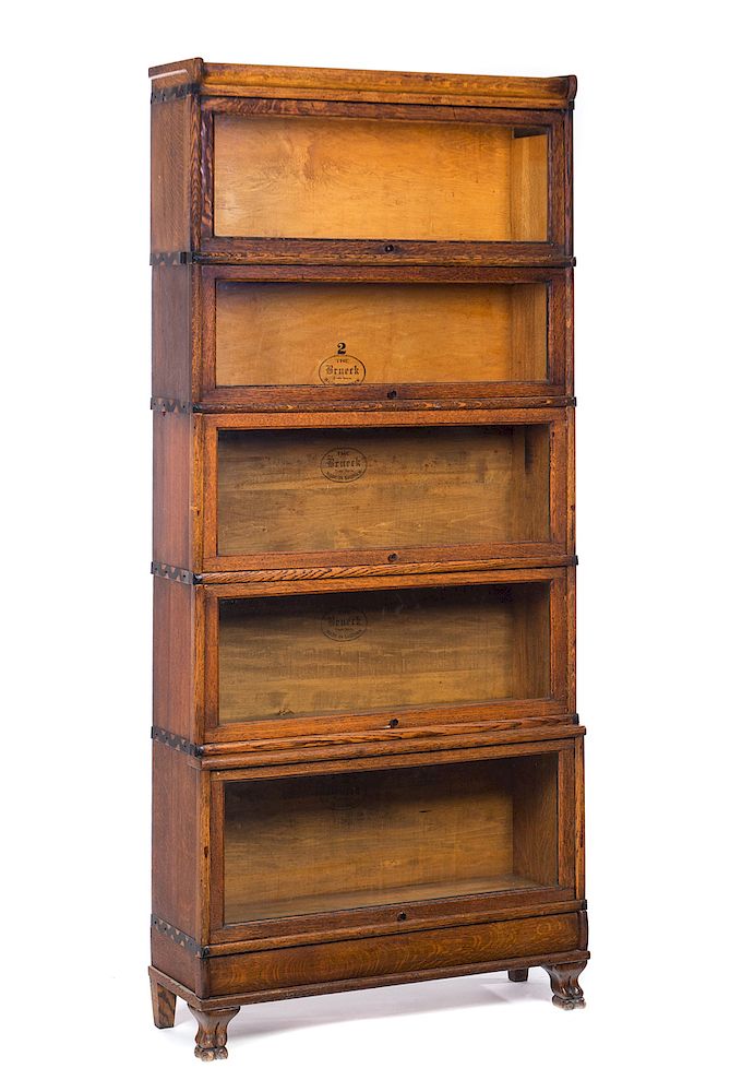 Appraisal: Section Brueck Barrister Bookcase w Claw Feet Measures tall x