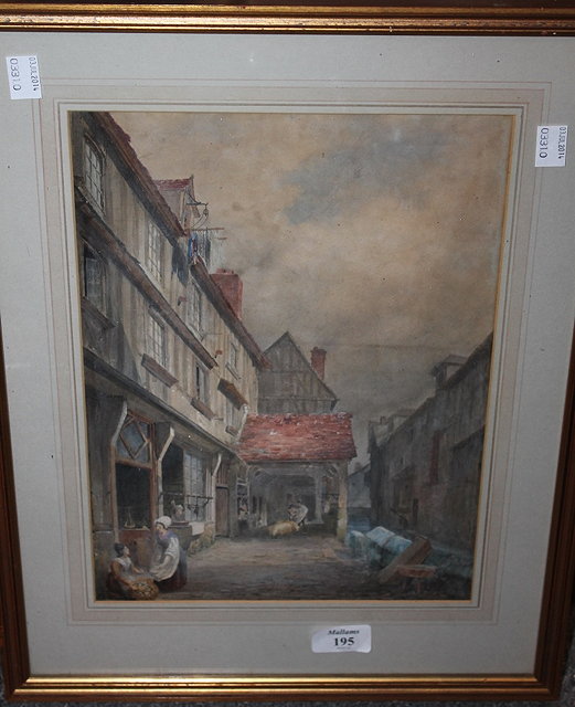 Appraisal: th Century English SchoolContinental street scene dated to label on