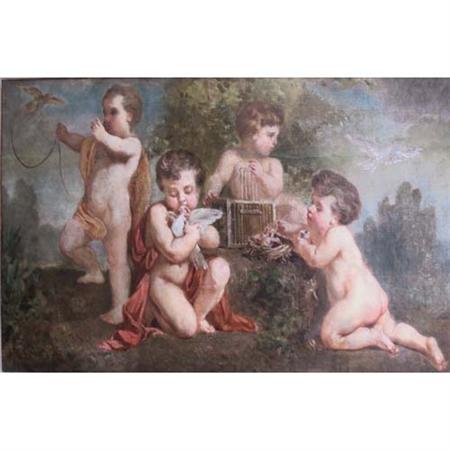 Appraisal: European School th th Century Putti with Doves Estimate -