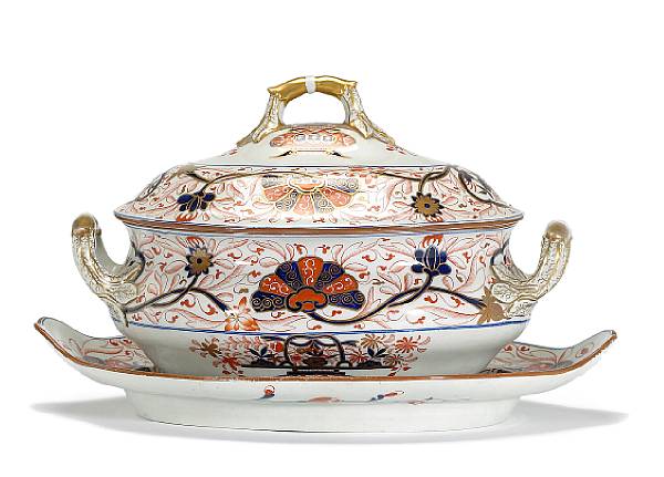 Appraisal: A Spode stone china tureen cover and stand in a